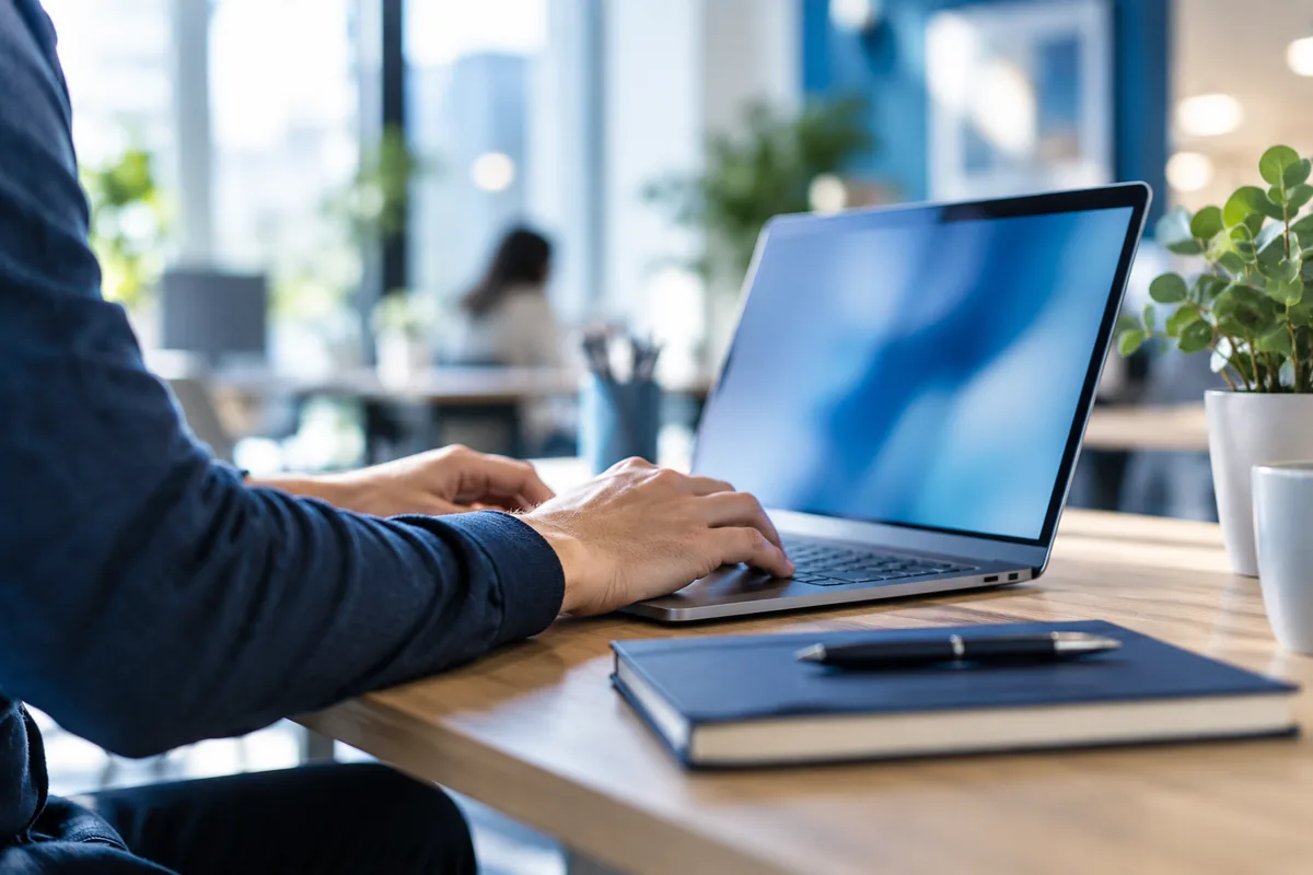 Illustrative scene of a focused workspace for reviewing and improving business processes.